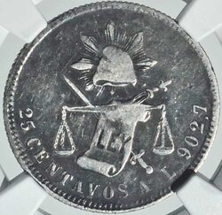 25 CENTAVOS ALAMOS 1885 L