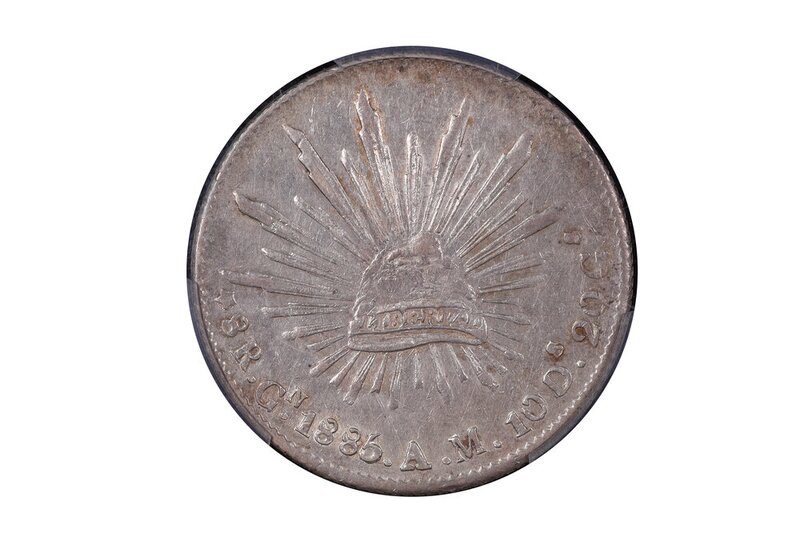 8 REALES CULIACÁN 1885 AM (ERROR "Gn")