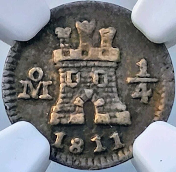 1/4 REAL 1811 VARIEDAD UNOS SOBRE UNOS INVERTIDOS