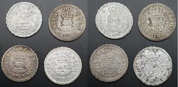 LOTE DE 4 PIEZAS DE 1/2 REAL (1760-1763-1770-1771)